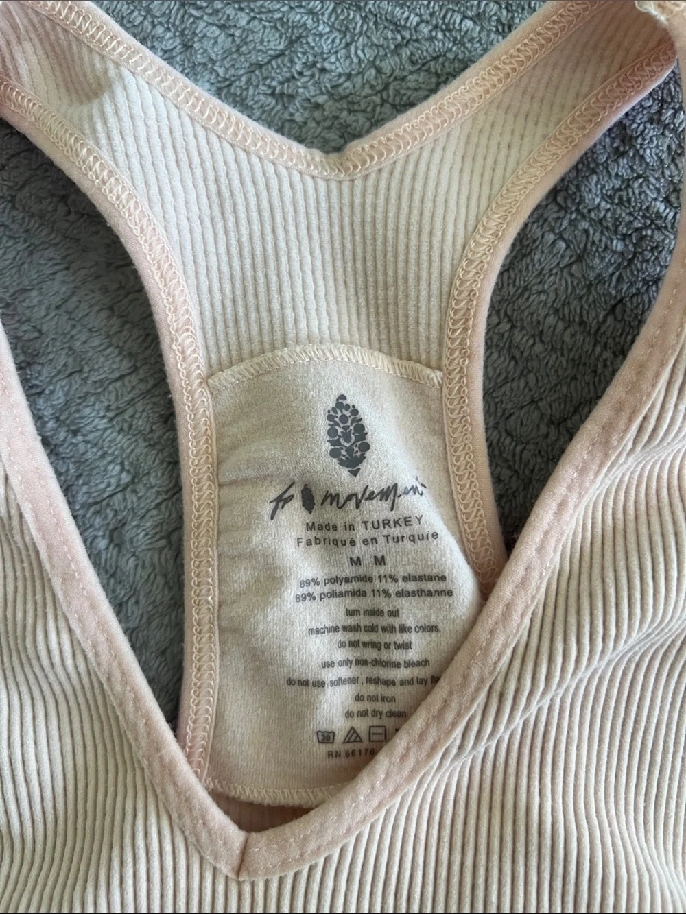 Free People Movement Nude Peach Seamless V-Neck Racerback Bralette Size Medium